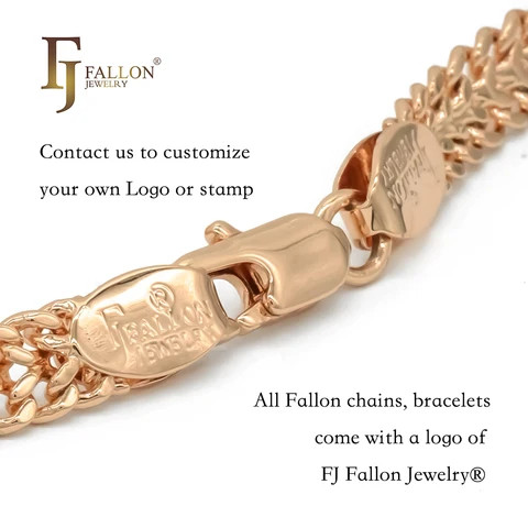 F84100024 FJ Fallon Fashion Jewelry Classic solid snail link sunburst hammered chain Plated in Rose Gold Brass Based