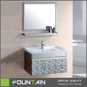 Factory Direct Cabinet Bathroom Hanging Single Basin with Mirrored Stainless Steel Bathroom Cabinet
