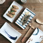 Factory direct wholesale hand-painted rectangular dinner plate, snack plate, household, restaurant and hotel tableware