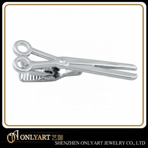 factory price shiny polished silver tie bar custom scissors novelty tie clip