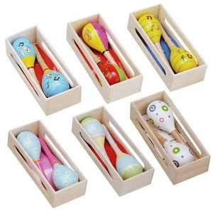 Factory Supply Cheap Baby Wooden Maracas Toy