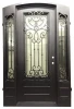 Factory Supply  Wrought Luxury   Iron Doors With Glass Cheap Wrought Iron Door Side Light