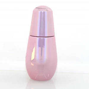Fancy label 15ml 20ml 30ml printing push button pump colored glass dropper bottle cosmetic   packaging bottle with dropper