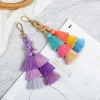 Fashion Colorful Multilevel DIY Handbag Accessories Cotton Tassel Keychain For Bag Decoration