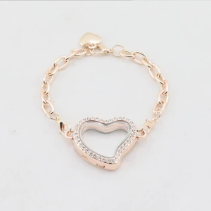 Fashion jewelry accessories bracelet rhinestone alloy bracelet heart-shaped glass phase box Lady hand chain
