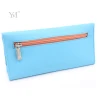 fashion luxury blue pvc leather makeup cosmetic travel bag case with logo