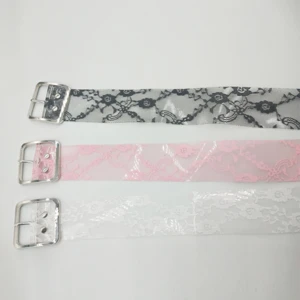 Fashion sexy lace pu transparent  ladies belt for matching dresses and jeans