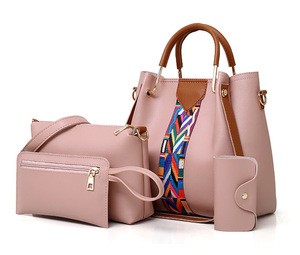 Fashion trend Women PU purses and handbags Handbags 4 Pcs in 1 Set
