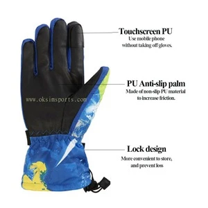 Fashion water proof winter warm ski gloves