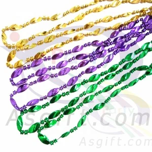 Festive party celebration supplies 6*8mm oval mardi gras throw beaded necklace party supplies