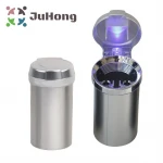 Fire Resistant LED Ashtray Black / Silver Large Capacity Place in Car Cup Holder Metal Cup Portable Ashtray