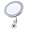 Flexible Gooseneck 10x Magnifying Mirror Bathroom Suction Cup Led Vanity Makeup mirror With LED Lights
