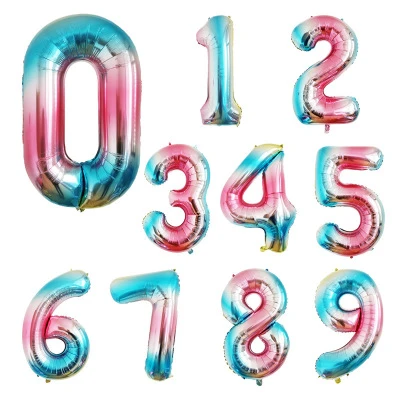 Foil Balloon Gold Silver Blue Digital Globos Wedding Birthday Party Decoration Baby Shower Supplies 16 32 Inch Number Balloons
