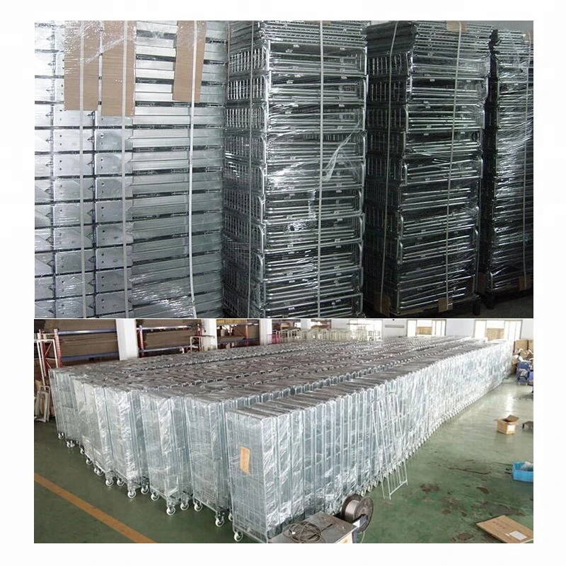 Foldable security wire roll container cage trolley