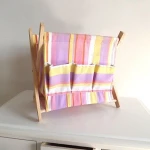 folding fabric and wooden magazine rack for tabletop