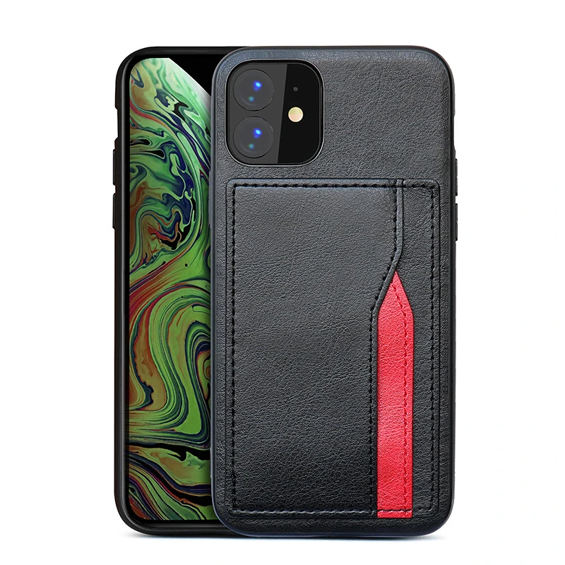 for Iphone11 side plug card slot phone case anti-fall leather PU mobile cover for Iphone 11 pro max