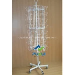 Four Sides Greeting Cards Floor Stand Spinning Wire Holder Display (PHY210)