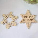Free custom logo Laser cutChristmas decoration snowflake wood hanging ornaments wood craft christmas ornaments