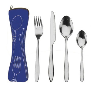Free sample camping outdoor flatware set in pouch travel cutlery