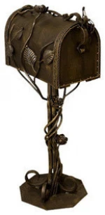 Free standing wrought iron post residential mailboxes