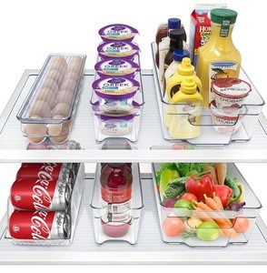 Fridge Bins Freezer Bins Refrigerator Organizer Stackable Food Storage Containers BPA Free Drawer Organizers For Refrigerator
