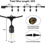 50ft 15 Edison Bulb S14 Solar String Lights Holiday Lighting For Backyard Garden Porch Pergola hanging Outdoor Decor Waterproof