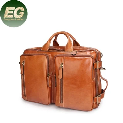 GA86 leather laptop briefcase customize luxury computer men business wholesale designer waterproof custom handbag convertible backpack