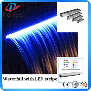 Garden stainless steel water fall with RGB multi colour LED light
