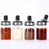 Glass Seasoning / Spice / Salt / Oil Jar / Container / Bottle Set  with PP Lid and Serving Spoon for Home Kitchen