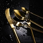 Gold silver rose gold silverware 5 Piece Stainless Steel 304 square shape Flatware Set Fork Spoons Knife teaspoon for wedding