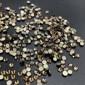 Grade AAAAA Machine Cut Purple Flame Gold Foiled Back Loose Crystals Bulk Hotfix Rhinestones