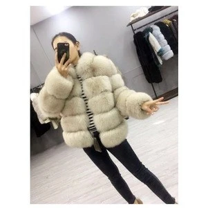 Guangzhou Fashion Faux Fur jacket mutil-colors fat female S-XXXXL overcoat medium length fox skin fur winter coat for women 2018
