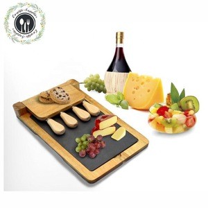 Guangzhou supplier Cheese knife set Cheese Plate Party Serving Tray Removeable Slate Cheese board set