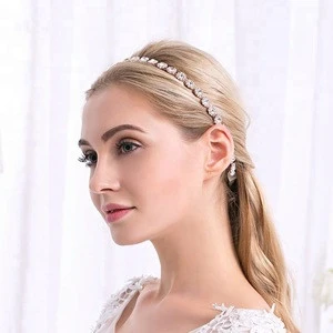 Handmade Gorgeous floral headband rhinestone jewelry hairband soft chain hair ornaments bridal tiara wedding accessories