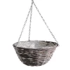Handmade Wicker Hanging Planter Basket with Iron for Garden White Wash Natural Wicker Hanging Basket