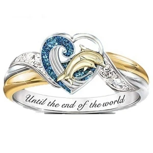 Heart shape rings Rose artificial diamond Ring fashion animal metal  Owl Rings jewelry women