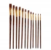 High Quality Art Supplies New 12 Pieces Set Durable Smooth Nylon Hair Birch Acrylic Watercolor Art Painting Brushes