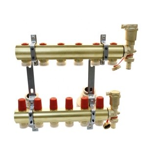 High quality brass manifold for floor heating system automatic air vents manifold