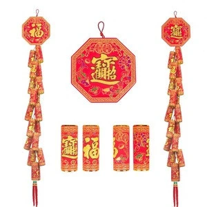 High quality high-simulation chinese New Year ornaments long string wall hanging flannelette firecrackers for home decor