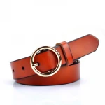 High Quality  Round Alloy Buckle Genuine Leather Belt Women Decorative Fashion Belt