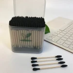 High Standard Degradable Odorless  frosted  box Nontoxic bamboo stick black cotton Swabs