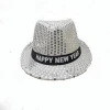Hip hop hat happy new year led hat adults flashing sequins party led hat