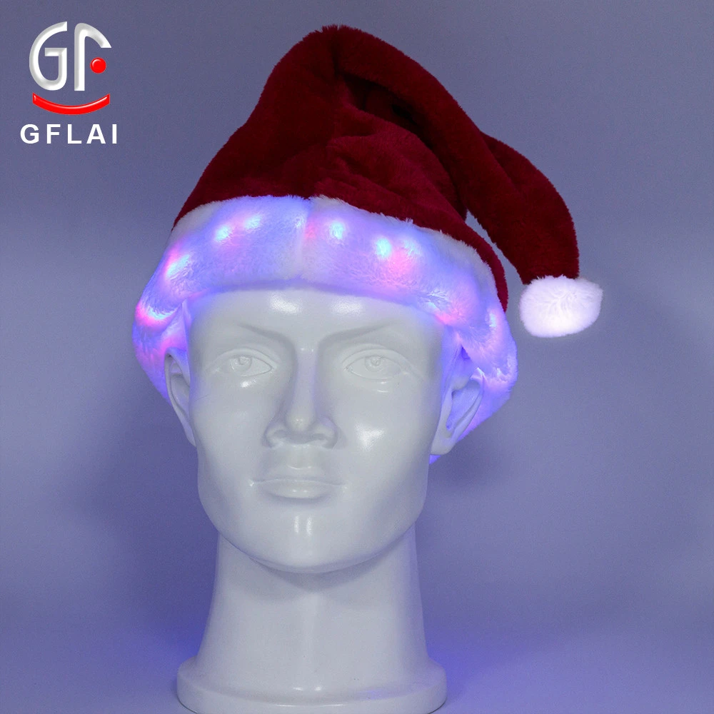 Holiday Party Favors DMX512 Programmable RGB DMX512 Light Up Santa Hat Remote Controlled LED Christmas Hat