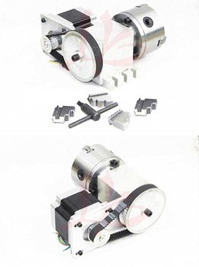 hollow shaft 4 Jaw 100mm chuck CNC 4th Axis CNC dividing head Rotary axis with chuck jaw for cnc miiling router