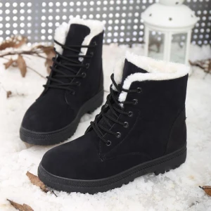Hot classic winter casual womens shoes cotton shoes thermal cotton boots black plush thick heel boots snow boots