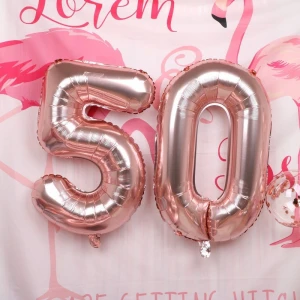 Hot sale 40 inch rose gold silver gradient ramp number foil Balloons