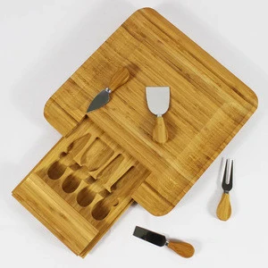hot sale bamboo cheese board and knife set, Cheese Cutting Board Set for Amazon