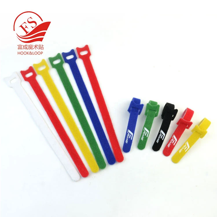 hot sale colorful Nylon double side Hook and Loop Cable Tie with printed logo