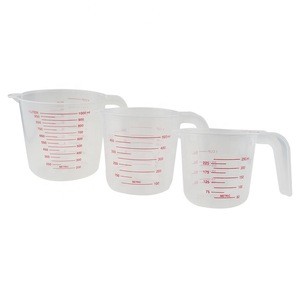 Hot Sell Plastic 3 Pcs 250 500 1000ml BPA Free Clear Plastic Graduated Measuring Cup for Baking Beaker Liquid Measuring Cup
