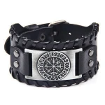 Hot sell vintage compass men wide leather bracelet